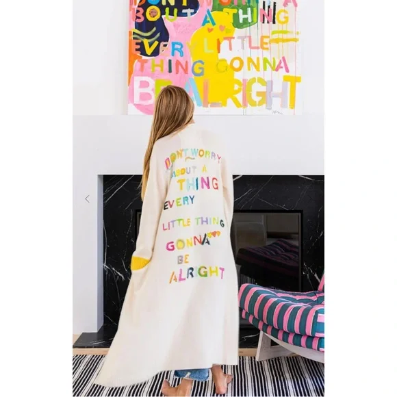 SOLD | Kerri Rosenthal Women’s Poppy Be Alright Duster Cardigan Sweater Cream L - Picture 2 of 14